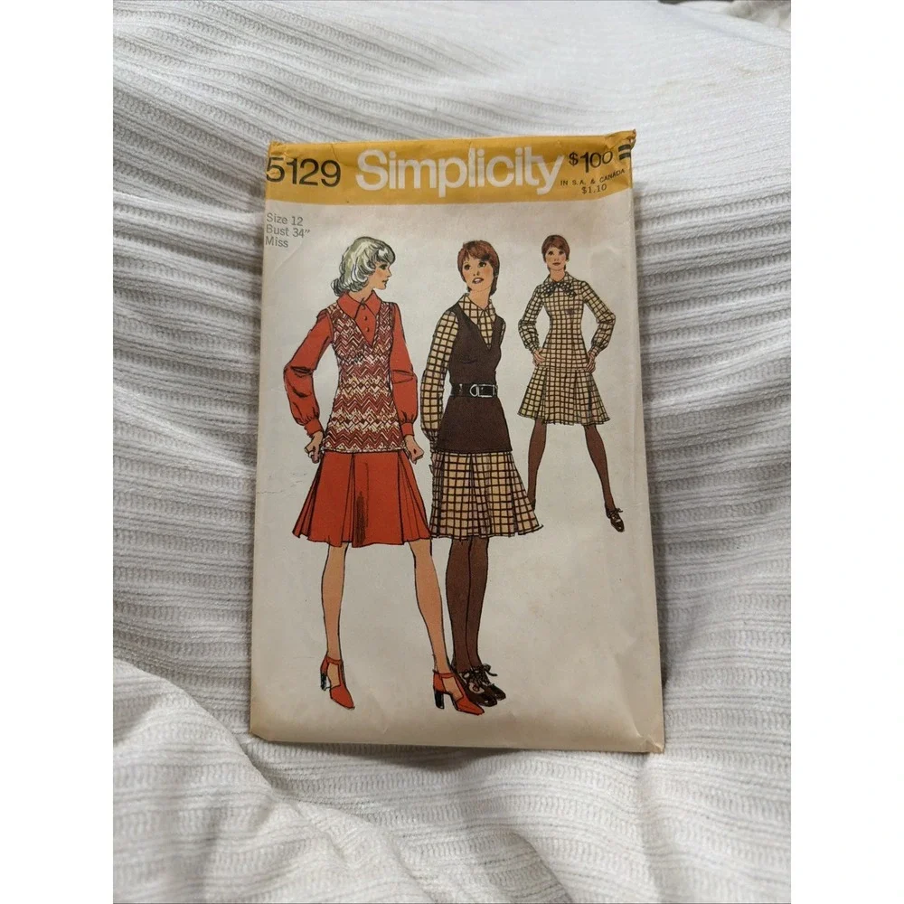 Simplicity 5129 Misses' Dress & Top ©1972 size 12 Bust 34